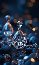 some shiny diamond in front of some shiny rocks