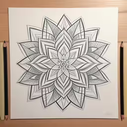 drawing a flower, done with markers and pencils