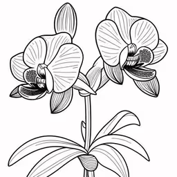 a flower is shown with petals in black and white,a flower that is blooming and the leaves,an ink drawing of three flowers in black and white,a flower that is growing out of the ground,a beautiful flower drawing in a black and white background