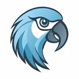 a blue parrot head with a large beak