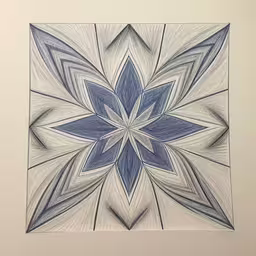 an intricate blue and white flower design with a thin edge