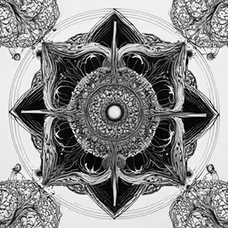 an image of an abstract design in black and white,a large drawing with a black and white pattern