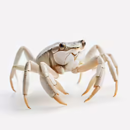 a white crab is on a white surface