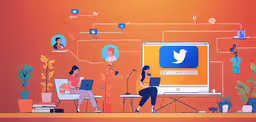 a bunch of people sitting around a television screen,two people sit near a computer, while a person holds a phone, surrounded by various flowers, plants and social connections