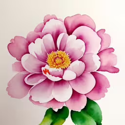 a painted pink flower sitting on a white table,an image of a pink flower painted on white paper