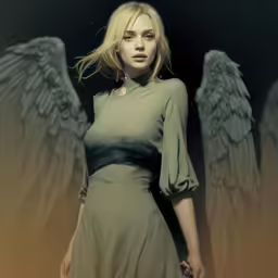 an artistic painting of a woman with wings