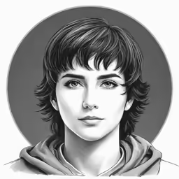 a drawing of a man with bangs