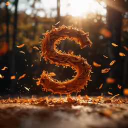 a letter g made up of wood shavings