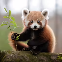 an animal that is sitting down on the tree