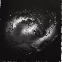 a black and white photo with lots of water on it