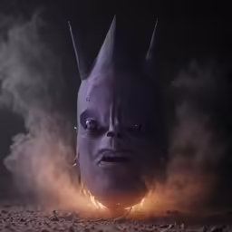 the evil demon is making a face with his tongue out