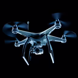 a blue black and white photo of a large flying object