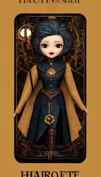 an illustration of a doll on a card