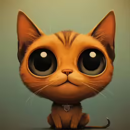 a small brown kitten with big eyes looking at the camera