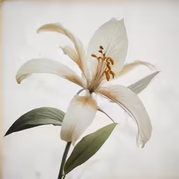 an old photo of a white flower on display
