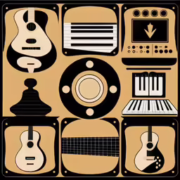 the instrument section of a graphic art print