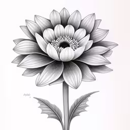 a flower with large petals and leaves is drawn in graph