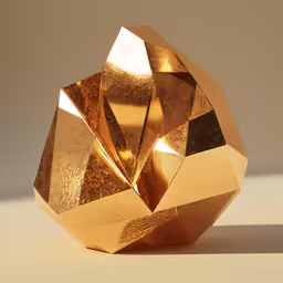 the golden geometric object is made out of glass