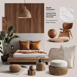 a wooden and white bedroom with lots of furniture