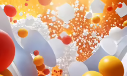 the 3d rendering shows balloons flying around