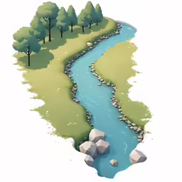 a river and some rocks near each other
