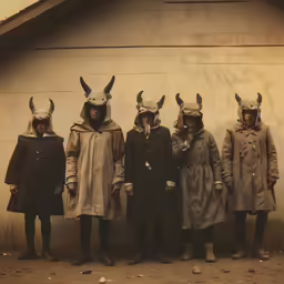 four people dressed in costumes posing for the camera