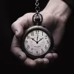 an alarm clock in the hand of a person
