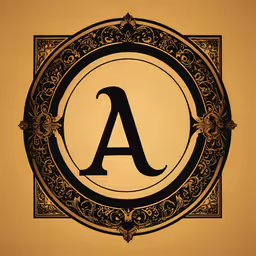 a letter with a fancy frame in the middle,the letter a is depicted in a decorative frame
