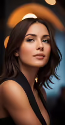 a woman in black dress posing for a photo