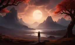 a person standing on the edge of a rock formation with trees near them