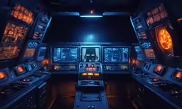 an alien office with a lot of monitors on it
