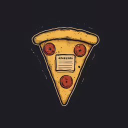 an art piece depicting a slice of pizza with pepperoni cheese on it