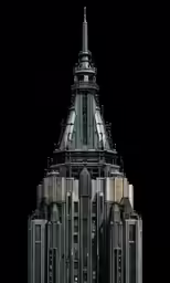 a tall building lit up in the dark