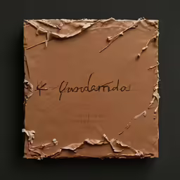 a piece of brown and black paper with the word k yondamade written on it