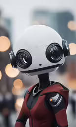 a very cute robot that looks like it is standing in the street