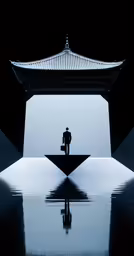 a man is standing in the light of a doorway in a building