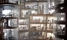 a bunch of glass shelves on top of each other