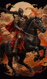 a painting of a knight riding a horse