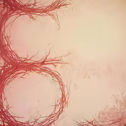an abstract painting of branches on a peach background