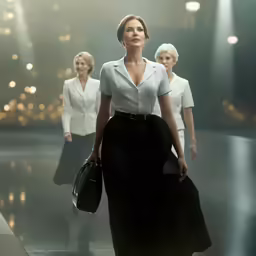 models walking down a runway holding purses