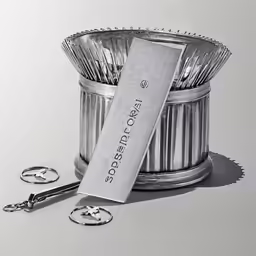 this is an illustration of a tin can with keys and tag