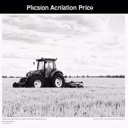 a tractor in a field with the words pictorion achion prot