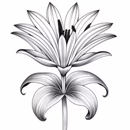 an illustration of a large flower with long pointed petals,an illustration of flowers that appear to be lily like