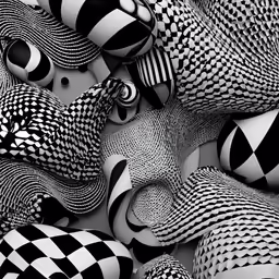 a group of balls that have been arranged in black and white
