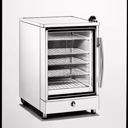 a refrigerator that has some shelves on top of it