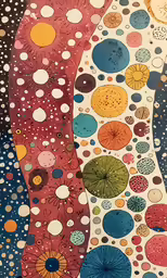 some art work with different colors and shapes