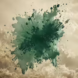 the image shows green ink splashing in the sky