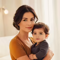 a woman holding a baby in her arms