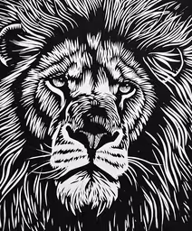a white lion that is very ornate,a black and white image of a lion