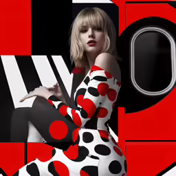 woman in black and red polka dot dress sitting in front of window